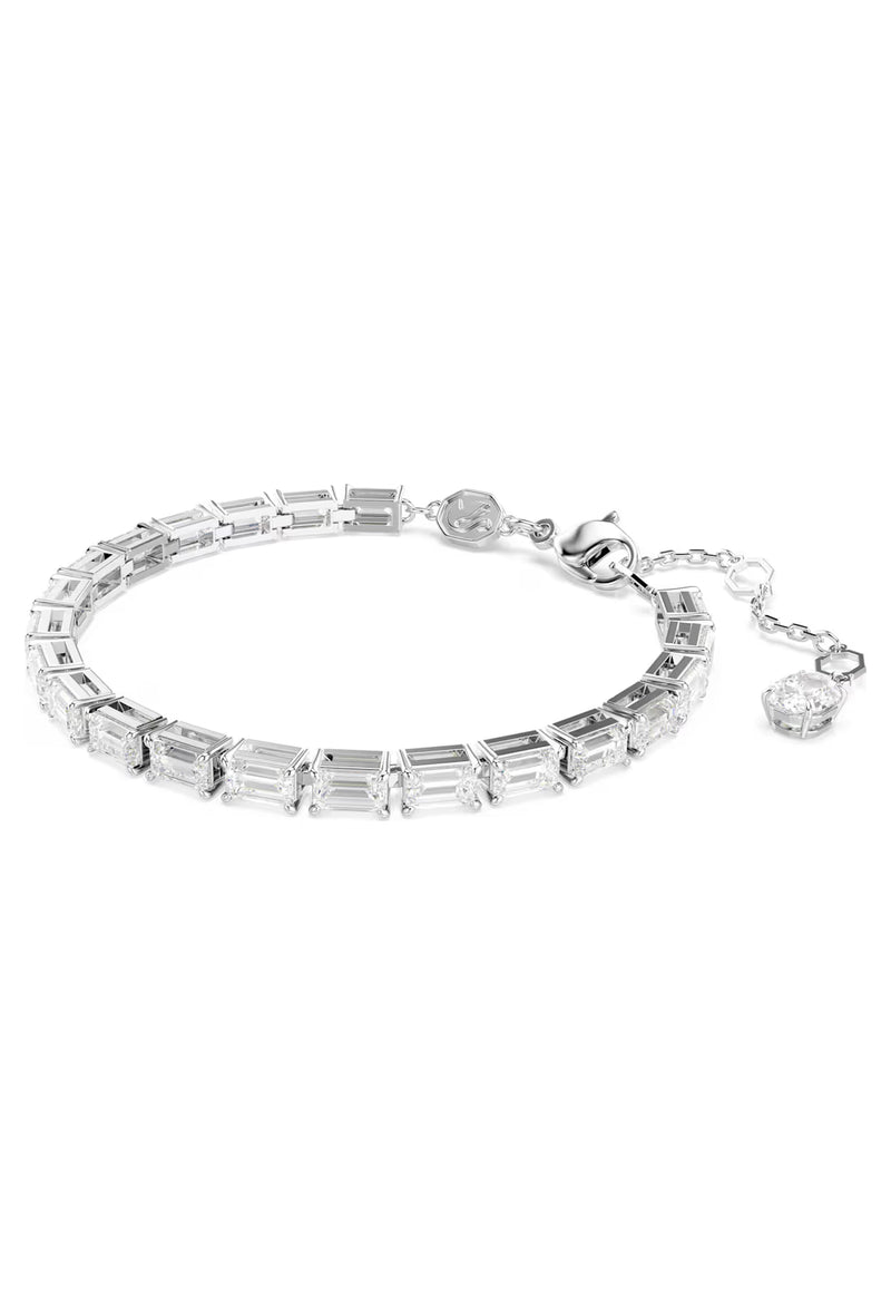 Swarovski Matrix Baguette Cut Tennis Bracelet Rhodium Plated