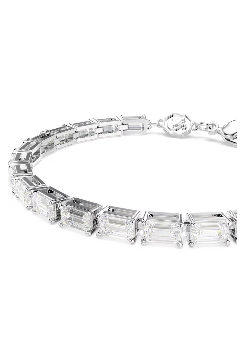 Swarovski Matrix Baguette Cut Tennis Bracelet Rhodium Plated