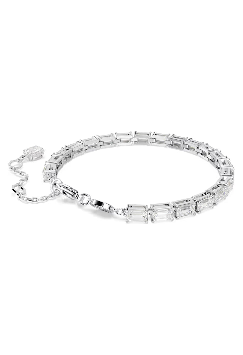 Swarovski Matrix Baguette Cut Tennis Bracelet Rhodium Plated