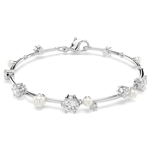 Swarovski Constella Crystal and Pearl Bracelet Rhodium Plated