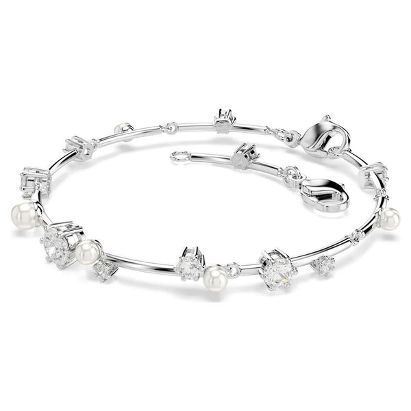 Swarovski Constella Crystal and Pearl Bracelet Rhodium Plated