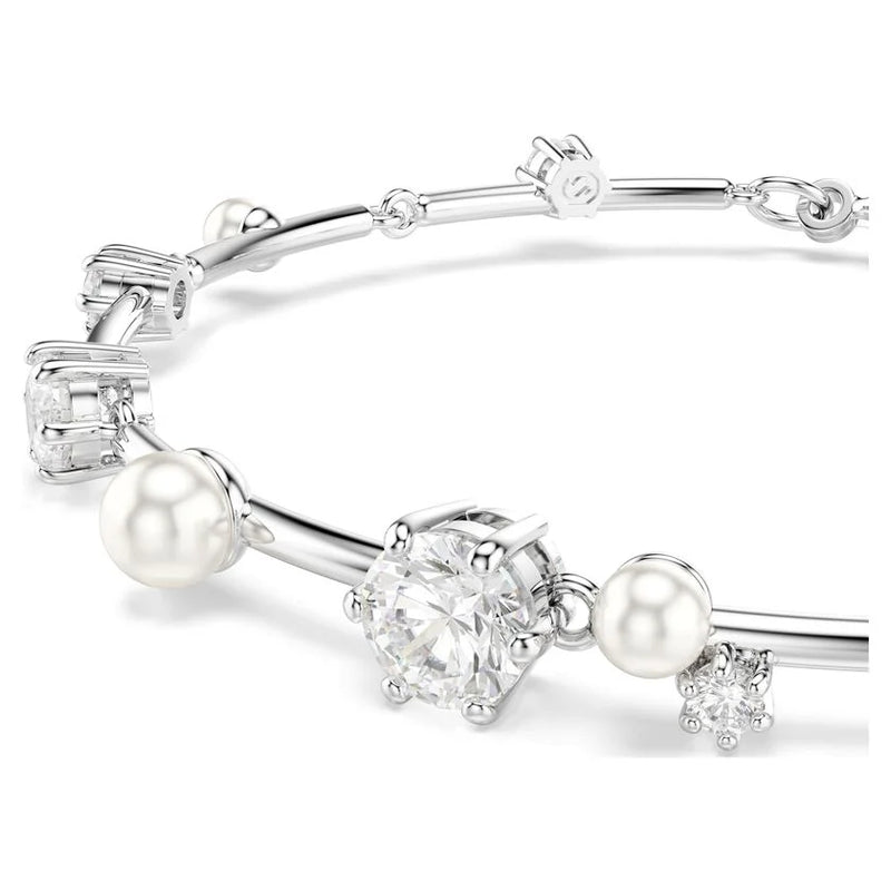 Swarovski Constella Crystal and Pearl Bracelet Rhodium Plated