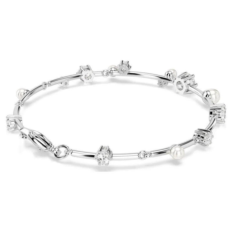 Swarovski Constella Crystal and Pearl Bracelet Rhodium Plated