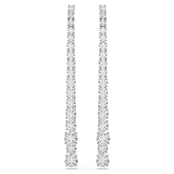 Swarovski Matrix Graduated Round Crystal Drop Earrings Rhodium Plated