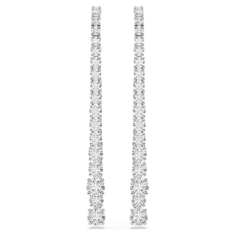 Swarovski Matrix Graduated Round Crystal Drop Earrings Rhodium Plated