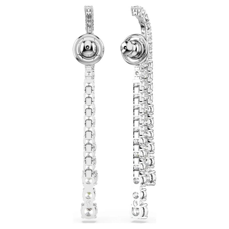 Swarovski Matrix Graduated Round Crystal Drop Earrings Rhodium Plated