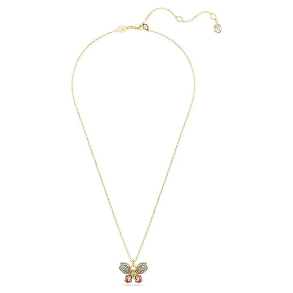 Swarovski Idyllia Mixed Cuts, Pave, Multicoloured Butterfly Pendant. Gold Plated