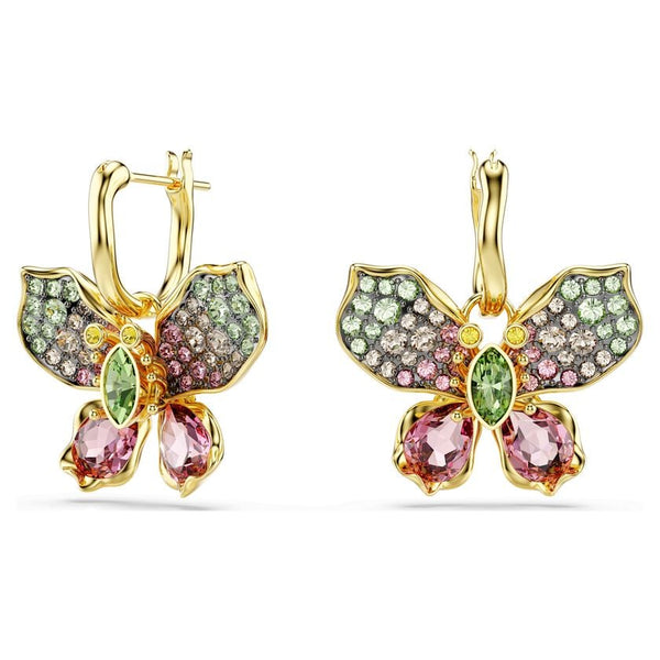 Swarovski Idyllia Mixed Cuts, Pave, Multicoloured Butterfly Earrings. Gold Plated