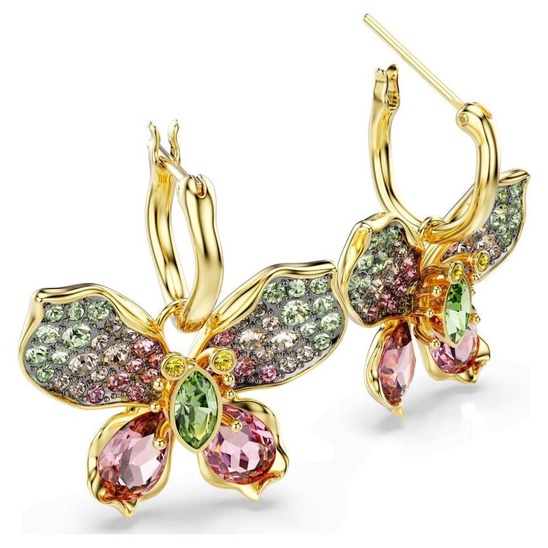 Swarovski Idyllia Mixed Cuts, Pave, Multicoloured Butterfly Earrings. Gold Plated