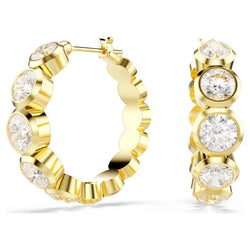 Swarovski Imber Round Cut Bezel Set Hoop Earrings Gold Plated