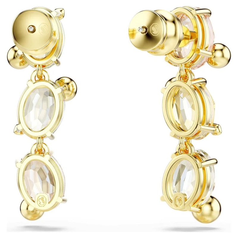 Swarovski Gema Asymetrical Multicoloured Drop Earrings Gold Plated