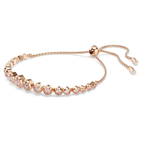 Swarovski Imber Pink Round Cut Graduated Tennis Bracelet Rose Gold Plated