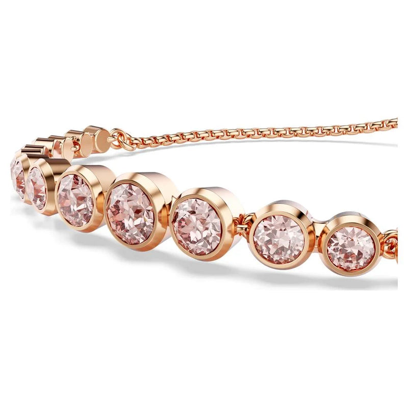 Swarovski Imber Pink Round Cut Graduated Tennis Bracelet Rose Gold Plated