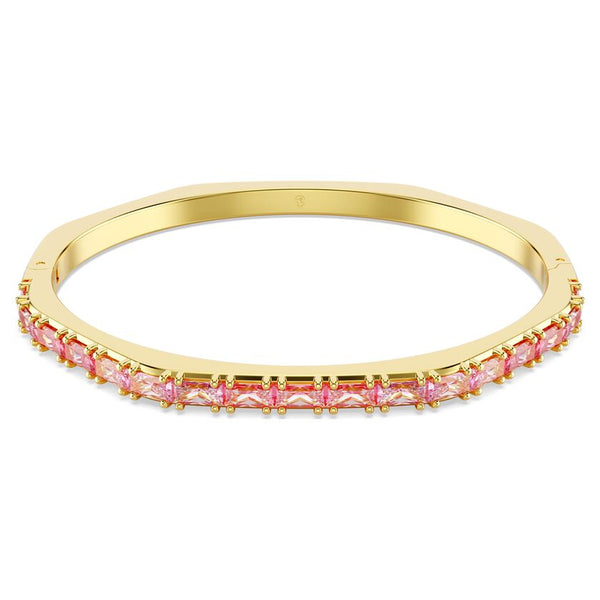 Swarovski Matrix Pink Baguette Cut Bangle Gold Plated