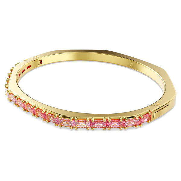 Swarovski Matrix Pink Baguette Cut Bangle Gold Plated