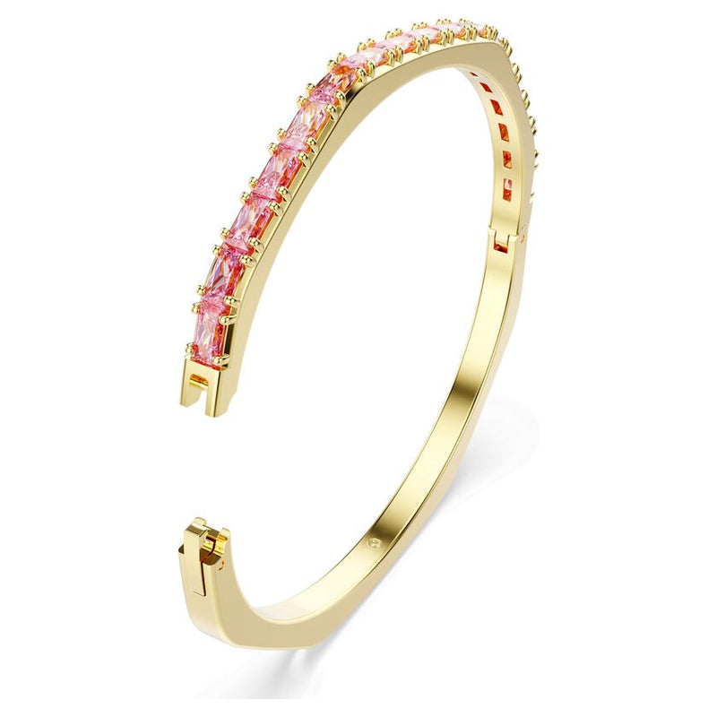 Swarovski Matrix Pink Baguette Cut Bangle Gold Plated