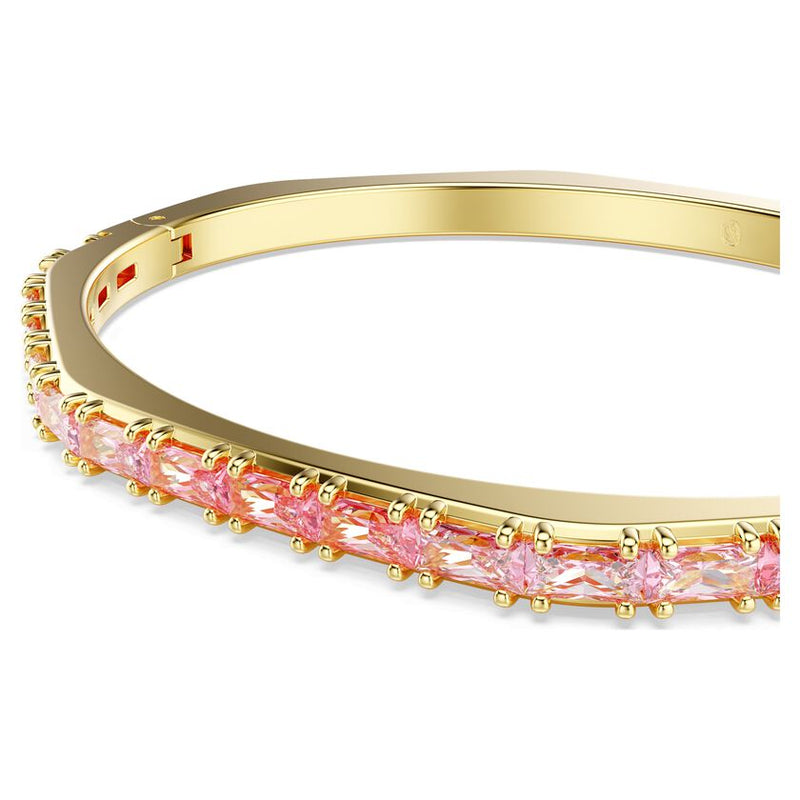 Swarovski Matrix Pink Baguette Cut Bangle Gold Plated