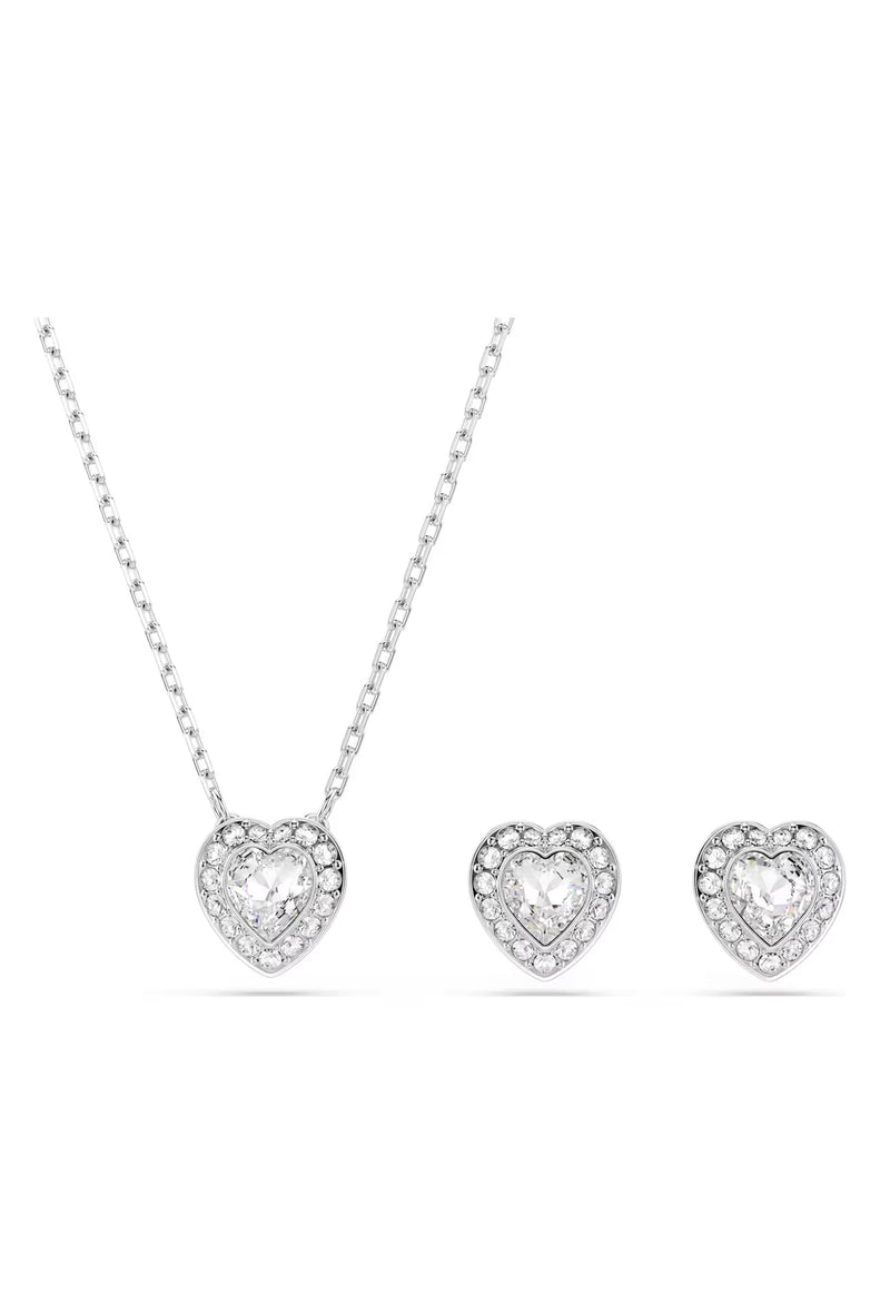 Swarovski Ariana Grande 2025 Capsule Collection: Angelic Heart Pendant and Earring Set Rhodium Plated