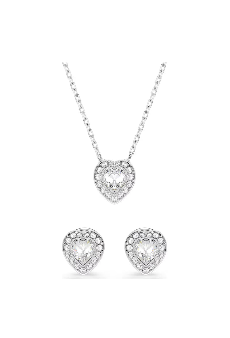 Swarovski Ariana Grande 2025 Capsule Collection: Angelic Heart Pendant and Earring Set Rhodium Plated