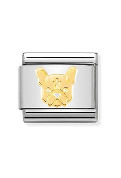 Nomination Composable Classic Link SYMBOLS French Bulldog in Steel & 18k Gold