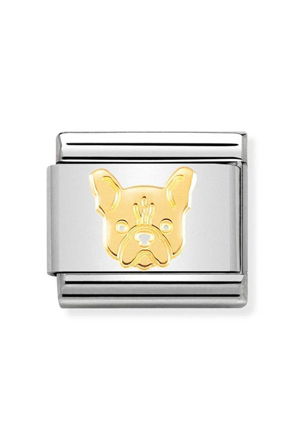 Nomination Composable Classic Link SYMBOLS French Bulldog in Steel & 18k Gold