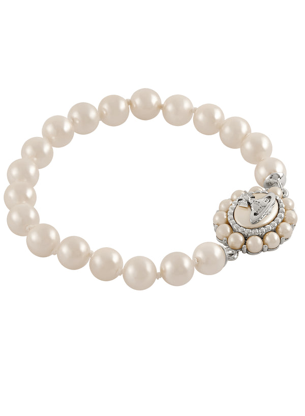 Vivienne Westwood Amaya Large Pearl Bracelet Platinum Plated