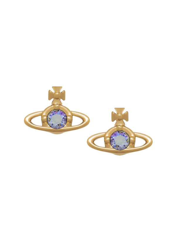 Vivienne Westwood Vitrail Light Crystal Nano Solitaire Earrings Gold Plated