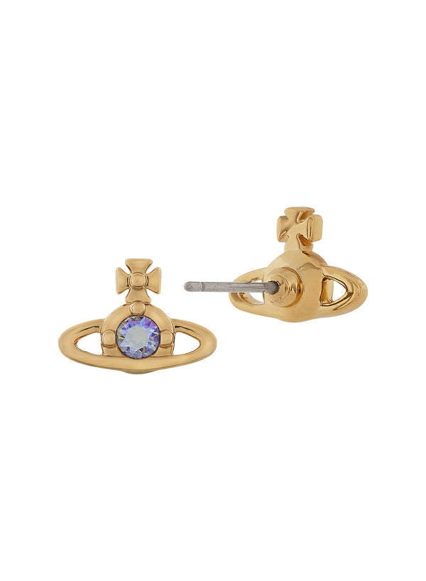 Vivienne Westwood Vitrail Light Crystal Nano Solitaire Earrings Gold Plated