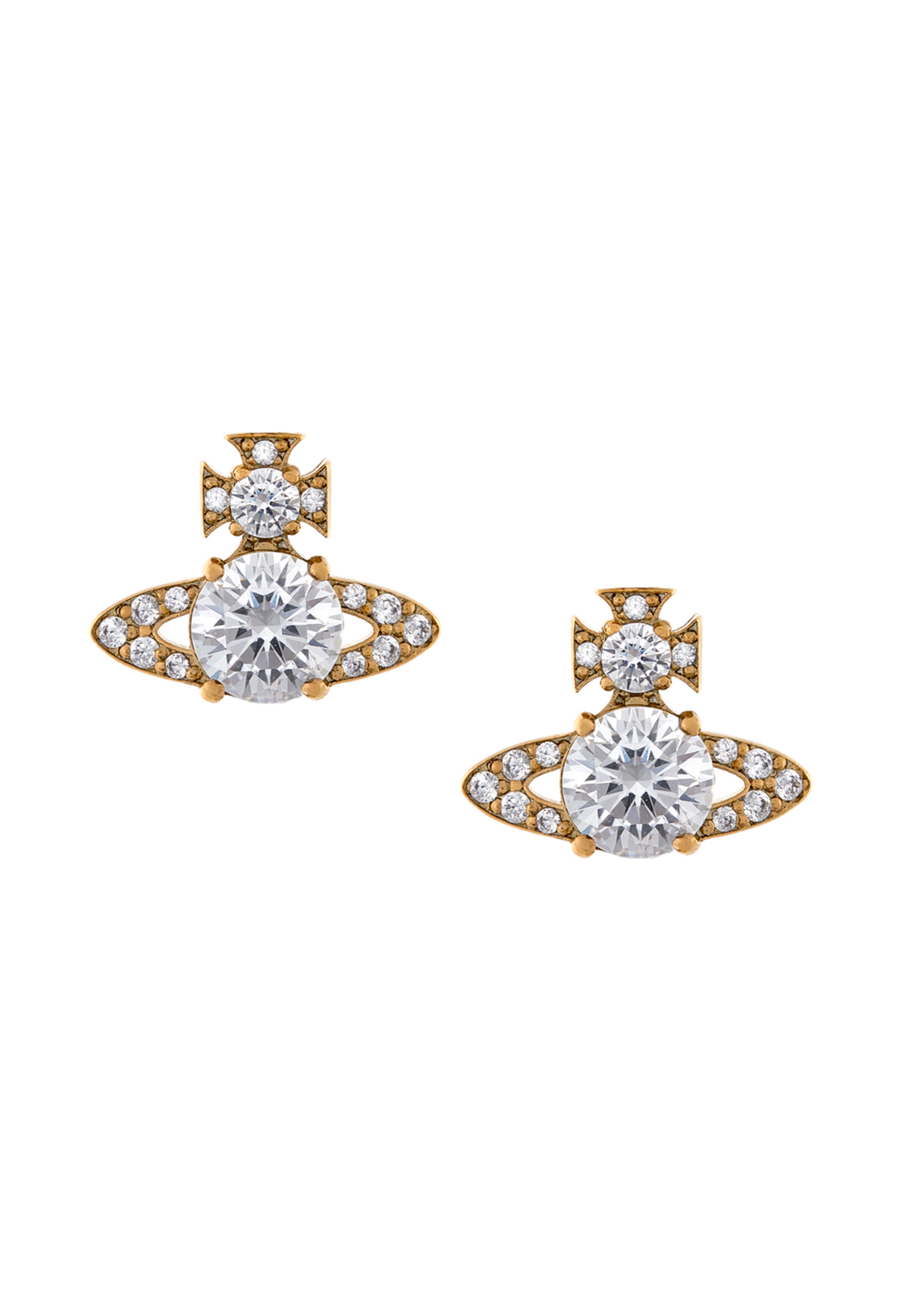 Vivienne Westwood Ismene White CZ Earrings in Gold Plated