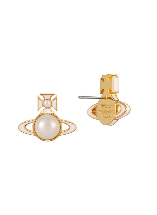 Vivienne Westwood Tillya Pearl Earrings Pink Enamel Gold Plated