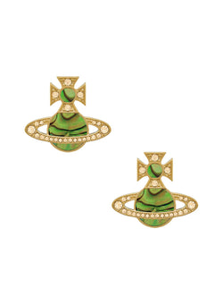 Vivienne Westwood Green Rina Earrings Gold Plated