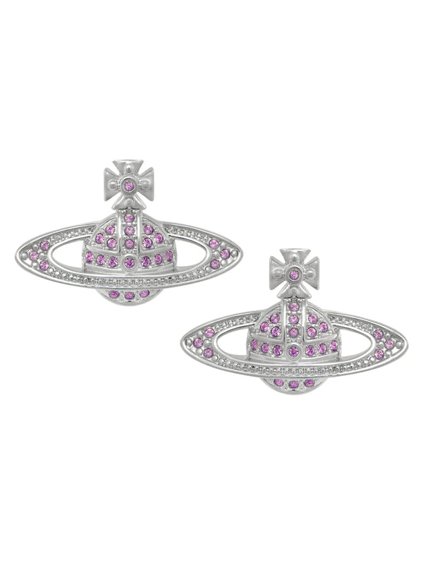 Vivienne Westwood Iris Crystal Mini Bas Relief Earrings Platinum Plated