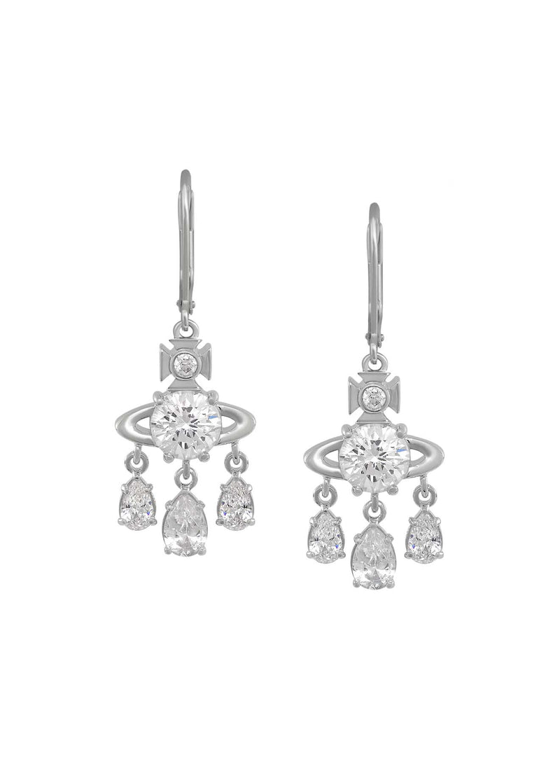 Vivienne Westwood Joaquina CZ Earrings Platinum Plated