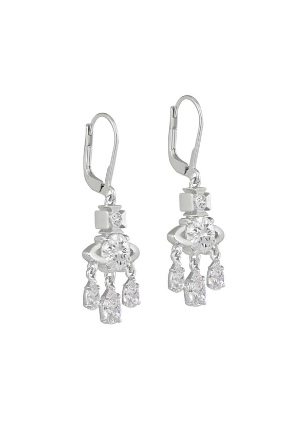 Vivienne Westwood Joaquina CZ Earrings Platinum Plated