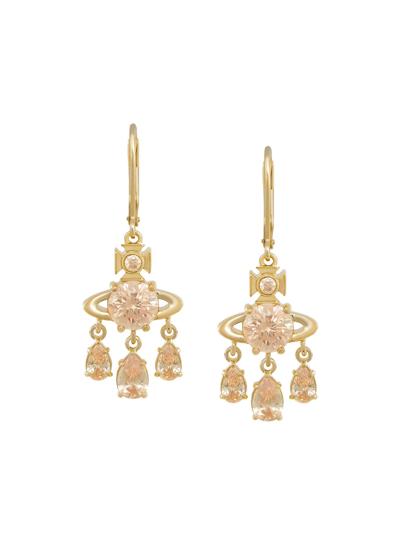 Vivienne Westwood Joaquina CZ Drop Earrings Gold Plated