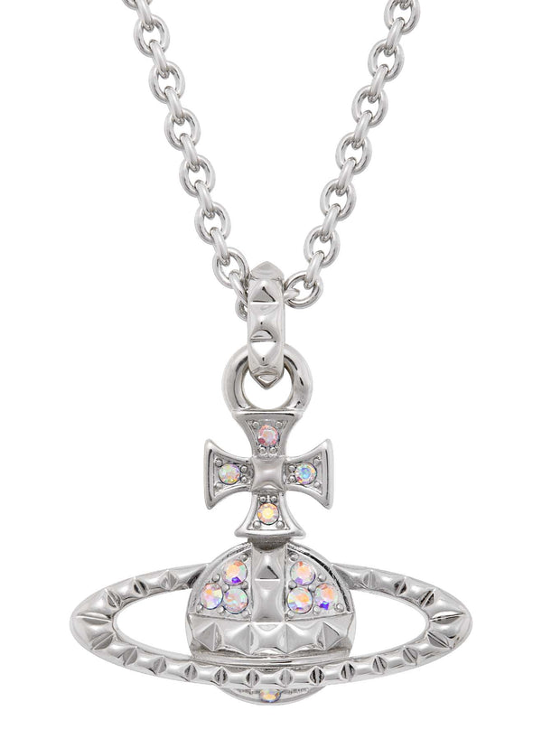 Vivienne Westwood Aurora Crystal Mayfair Bas Relief Pendant Rhodium Plated