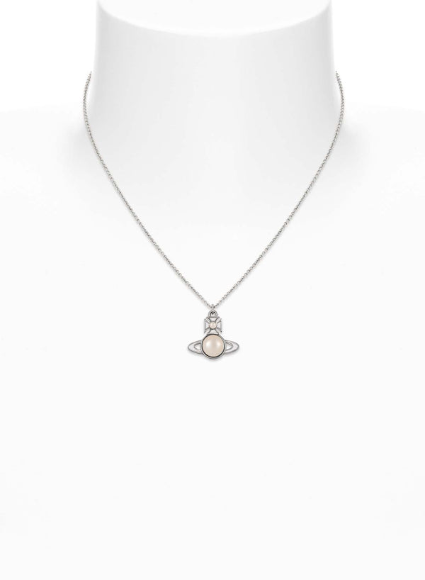 Vivienne Westwood Tillya Pearl Pendant White Enamel Platinum Plated