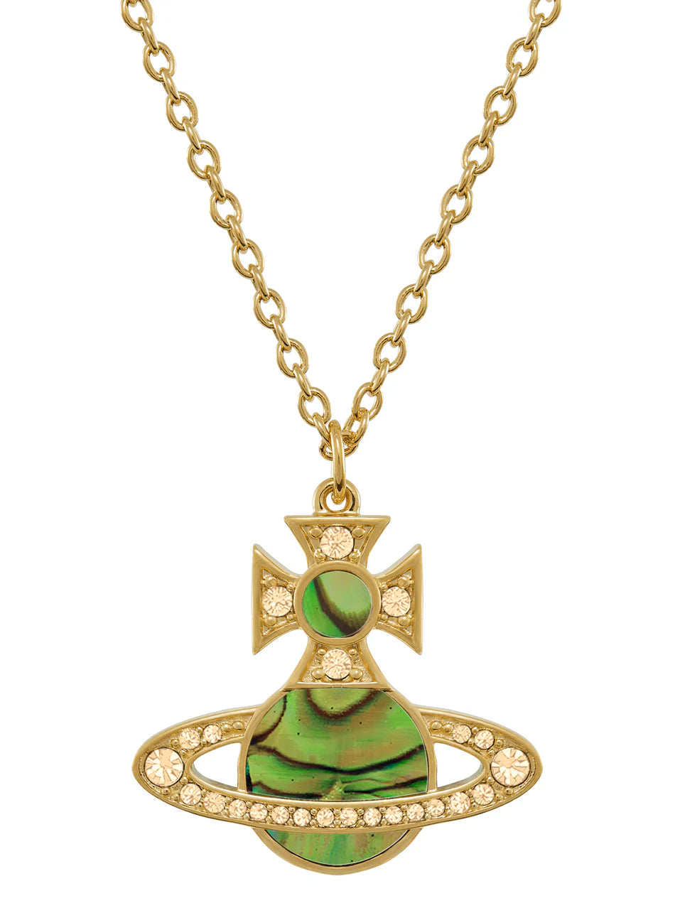 Vivienne Westwood Green Rina Pendant Gold Plated