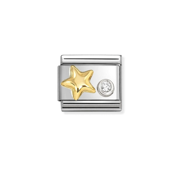 Nomination Composable Classic Link Raised Star With CZ Stainless Steel 925 Silver 750 Gold