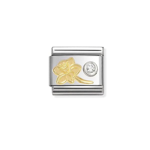 Nomination Composable Classic Link Daffodil With CZ Stainless Steel 925 Silver 750 Gold