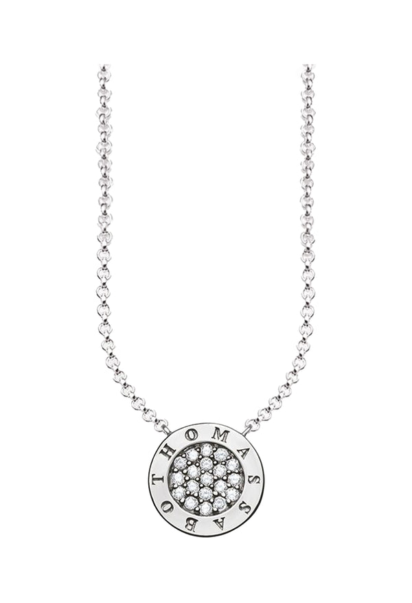 Thomas Sabo Pave` Round Necklace Sterling Silver