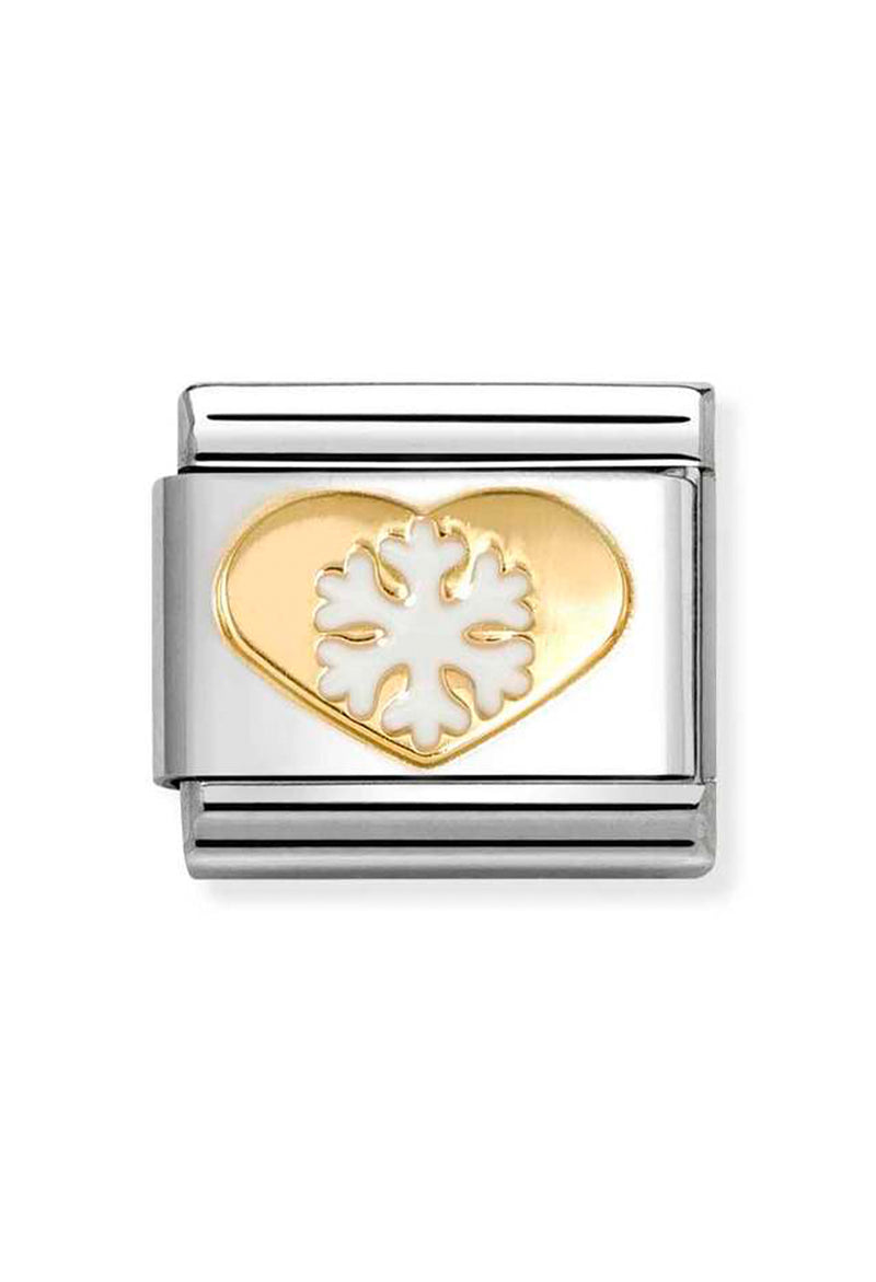 Nomination Composable Classic Link Heart With Snowflake in 18k gold