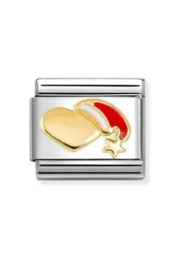 Nomination Composable Classic Link Heart With Red Hat in 18k gold