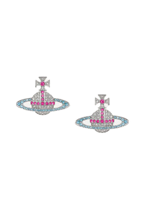 Vivienne Westwood Kika Fuchsia, Indicolite Earrings Platinum Plated