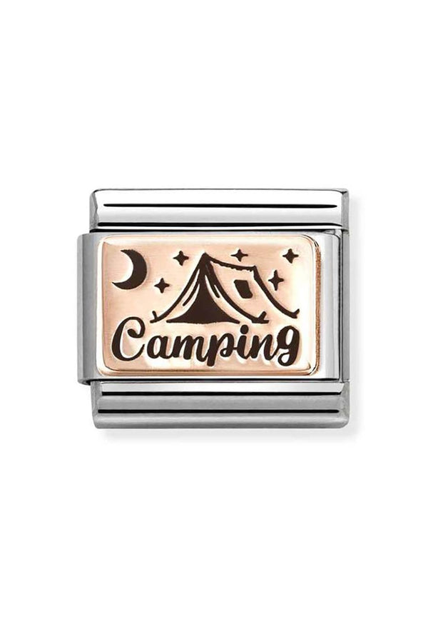 Nomination Composable Classic PLATES Camping in Steel, 9K Rose Gold