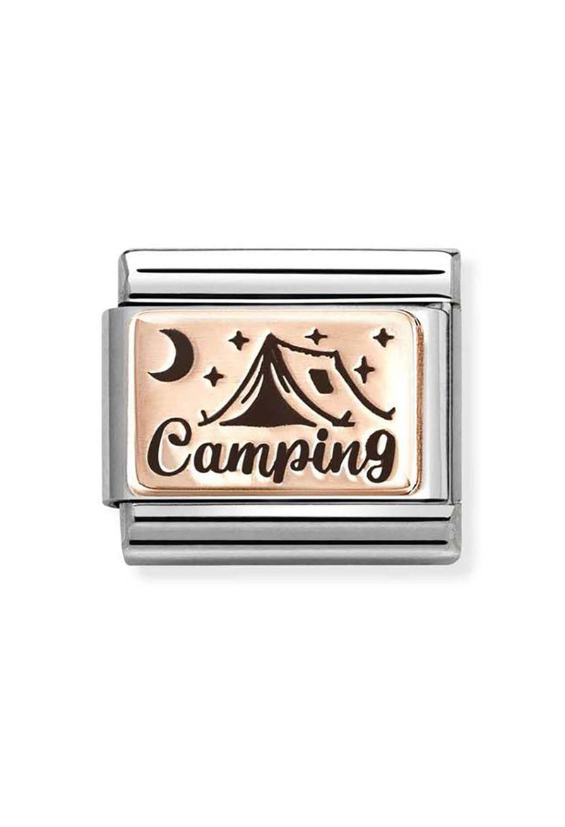 Nomination Composable Classic PLATES Camping in Steel, 9K Rose Gold