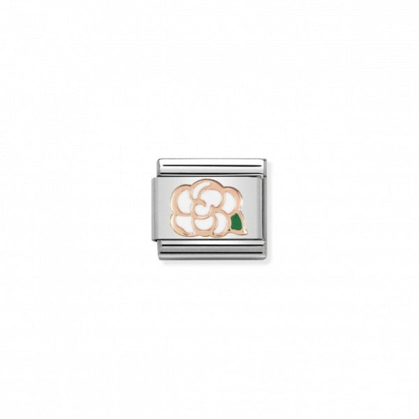 Nomination Composable Classic Link SYMBOLS CAMELIA in Steel, Enamel & Gold 375