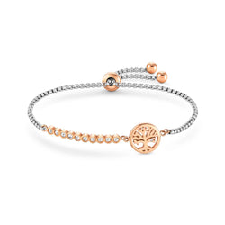 Nomination Milleluci Tree Of Life Clover Cubic Zirconia Bracelet Stainless Steel Rose Gold Plated