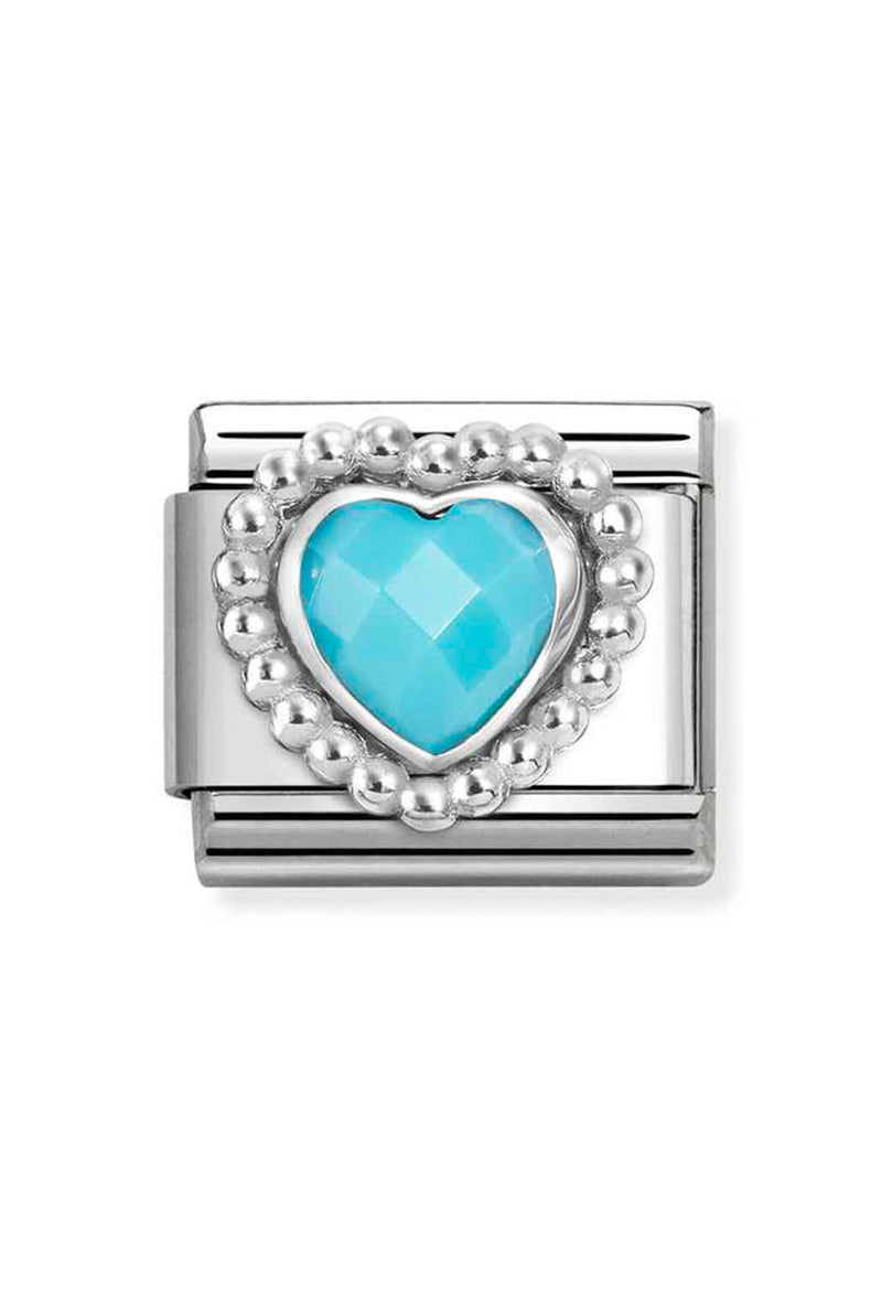 Nomination Composable CL FACETED STONES, steel, TURQUOISE with DOT SETTING in 925 Sterling Silver