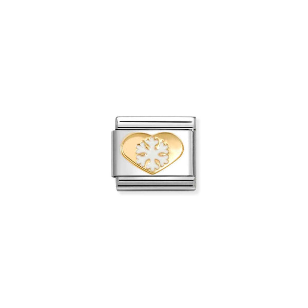 Nomination Composable Classic Link Heart With Snowflake in 18k gold